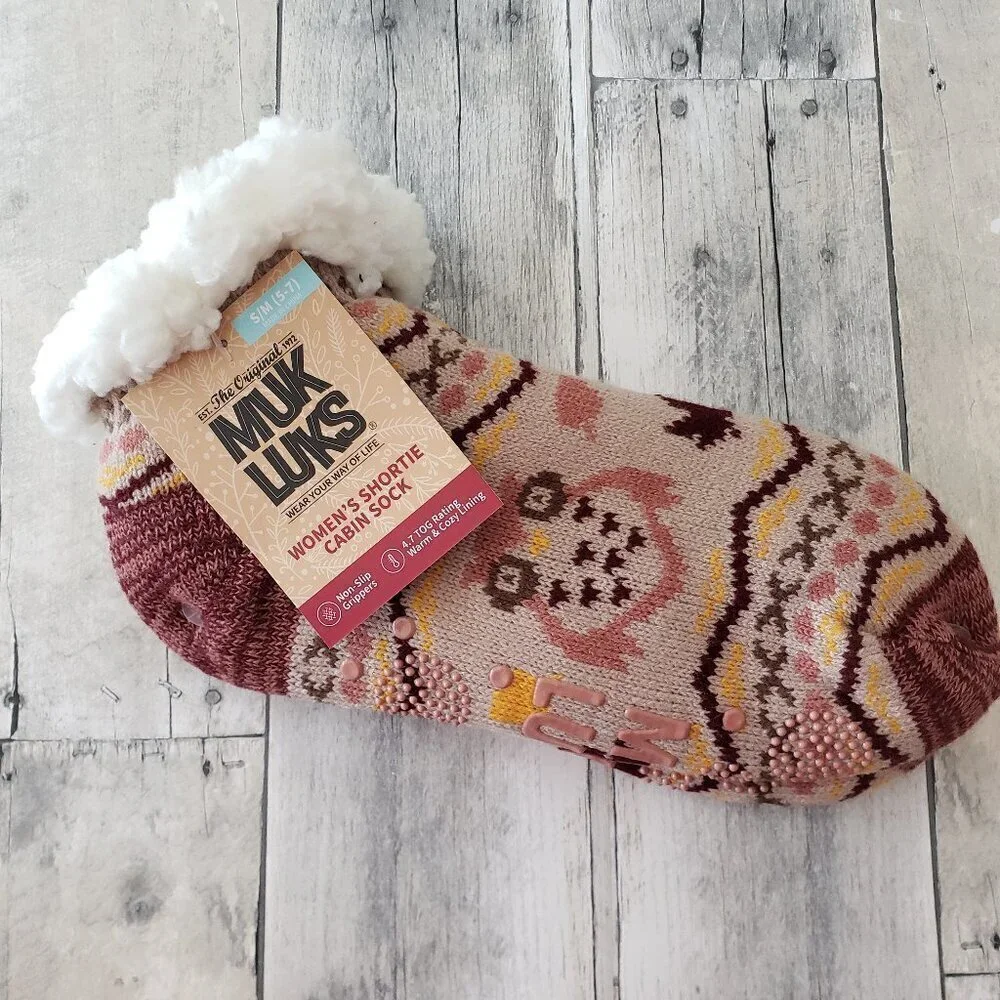 NWT - Muk Luks Women's Owl Shortie Cabin Sock - Size S/M (5-7)